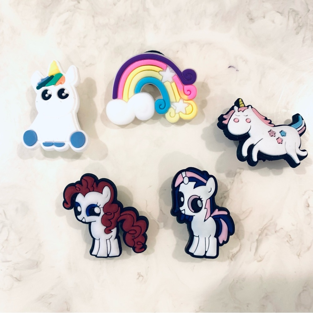 New Rainbow Unicorn Crocs Charms - 5 Pieces